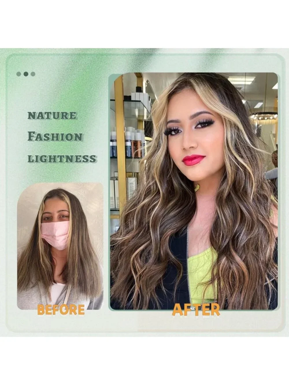 Ombre Brown Wavy Synthetic Wig with Middle Part for Daily Wear - Stylish